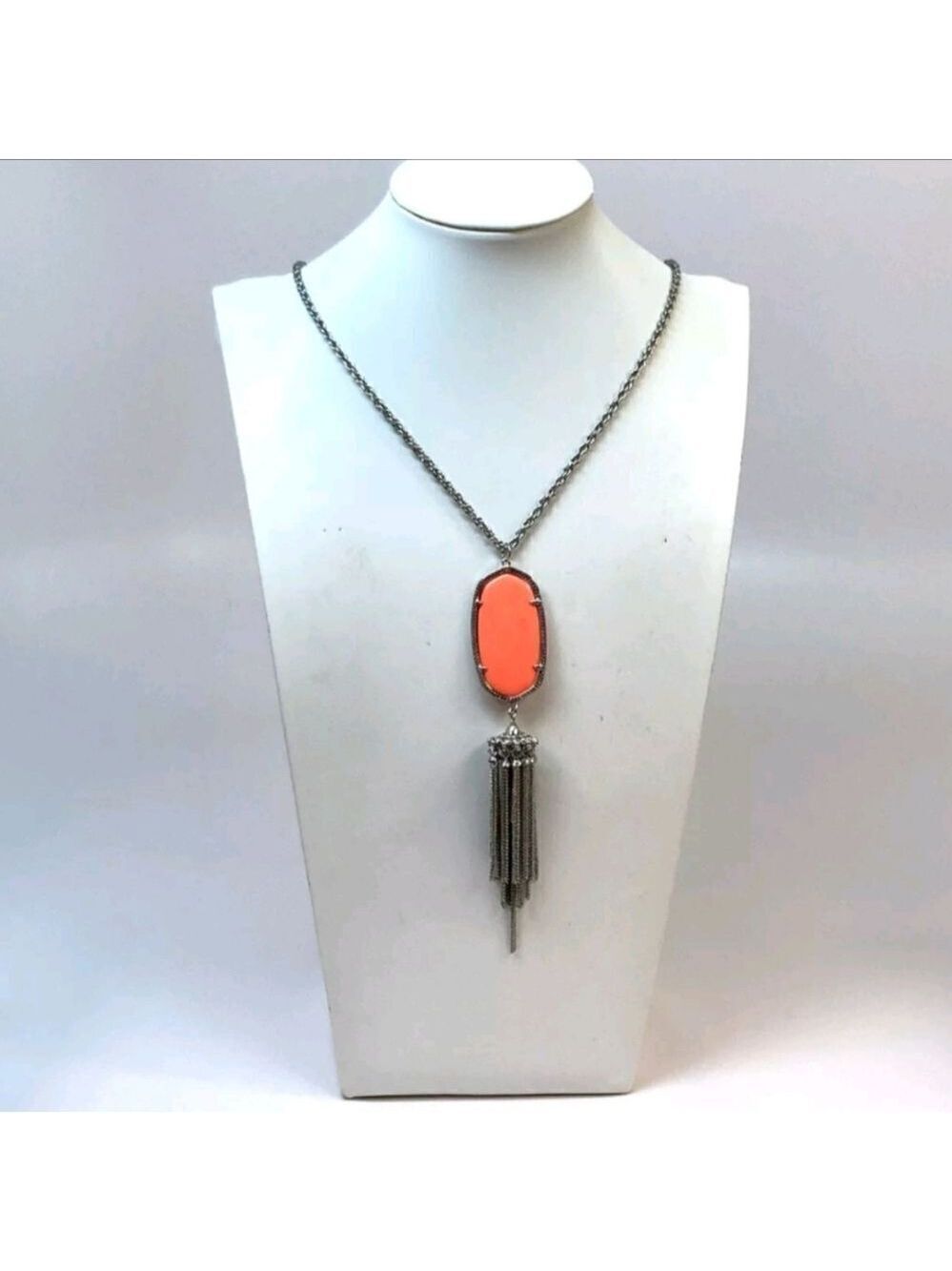 Designer Kendra Scott Silver-Tone Rayne Tassel Pendant Necklace